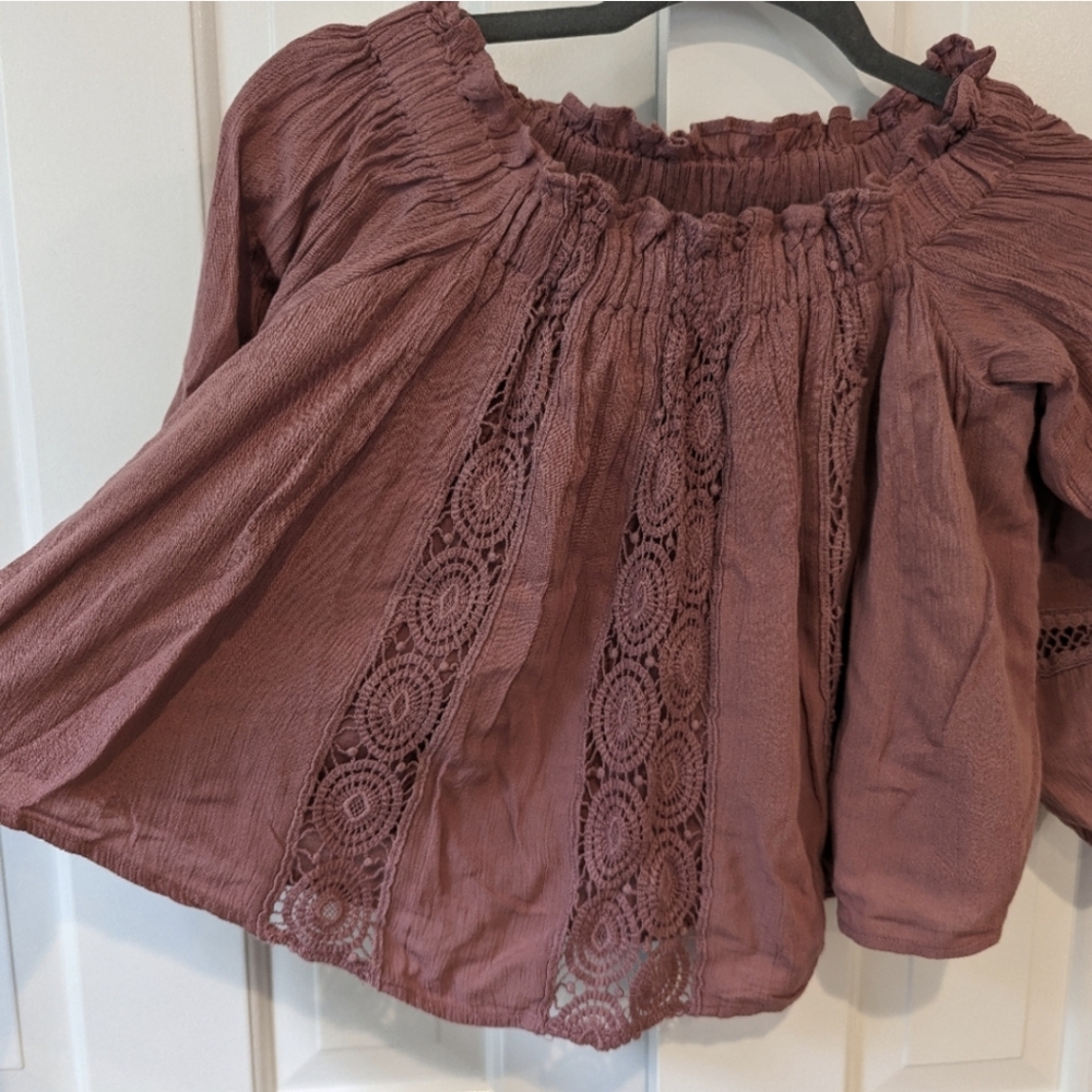 American Eagle top off the shoulder boho crop top XS NWT - Picture 4 of 11